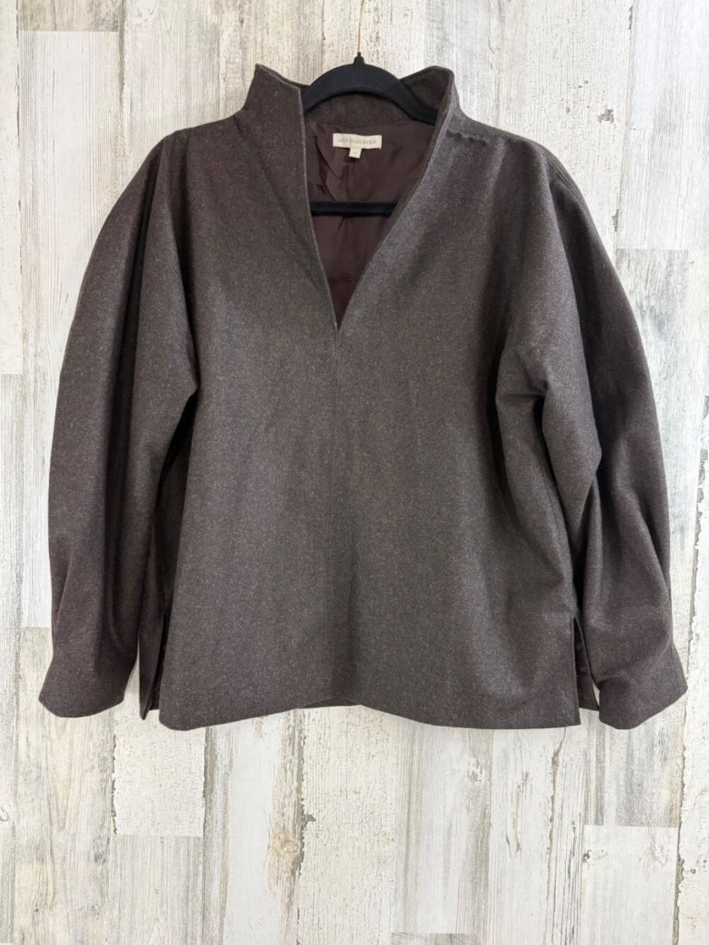 Ann Mashburn Violet Top Sz M Brown Wool